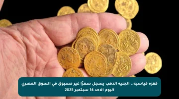 قفزة قياسية.. الجنيه الذهب يسجل سعرًا غير مسبوق في السوق المصري اليوم الأحد 14 سبتمبر 2025
